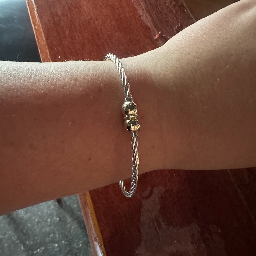 Cape Cod Double Ball Twist Bracelet 8.5 (XXL) 14K Gold & Sterling Silver